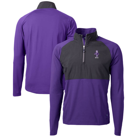 Men's Cutter & Buck  Purple Kansas State Wildcats DryTec Adapt Eco Knit Hybrid Recycled Raglan Quarter-Zip Jacket