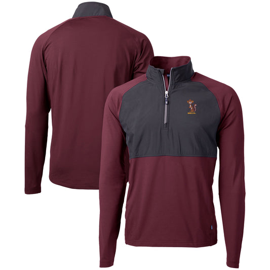 Men's Cutter & Buck  Maroon Minnesota Golden Gophers DryTec Adapt Eco Knit Hybrid Recycled Raglan Quarter-Zip Jacket