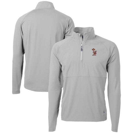 Men's Cutter & Buck  Gray Minnesota Golden Gophers DryTec Adapt Eco Knit Hybrid Recycled Raglan Quarter-Zip Jacket