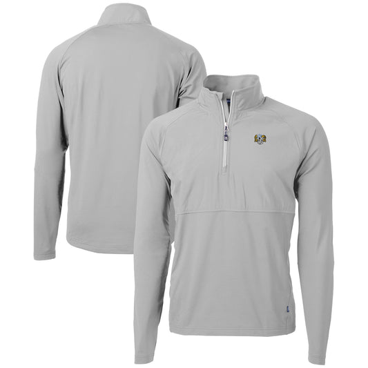 Men's Cutter & Buck  Gray North Carolina Tar Heels DryTec Adapt Eco Knit Hybrid Recycled Raglan Quarter-Zip Jacket