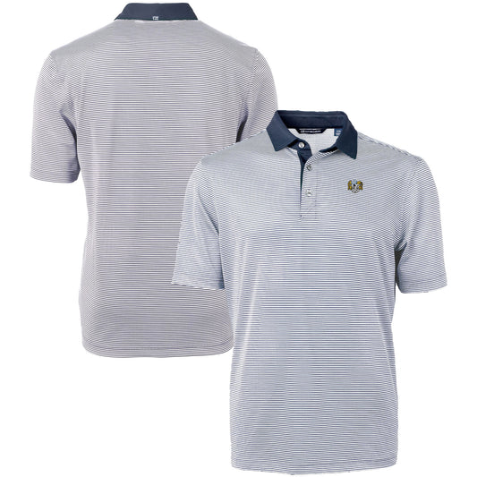 Men's Cutter & Buck  Navy/White North Carolina Tar Heels Vault DryTec Virtue Eco Pique Micro Stripe Recycled Polo