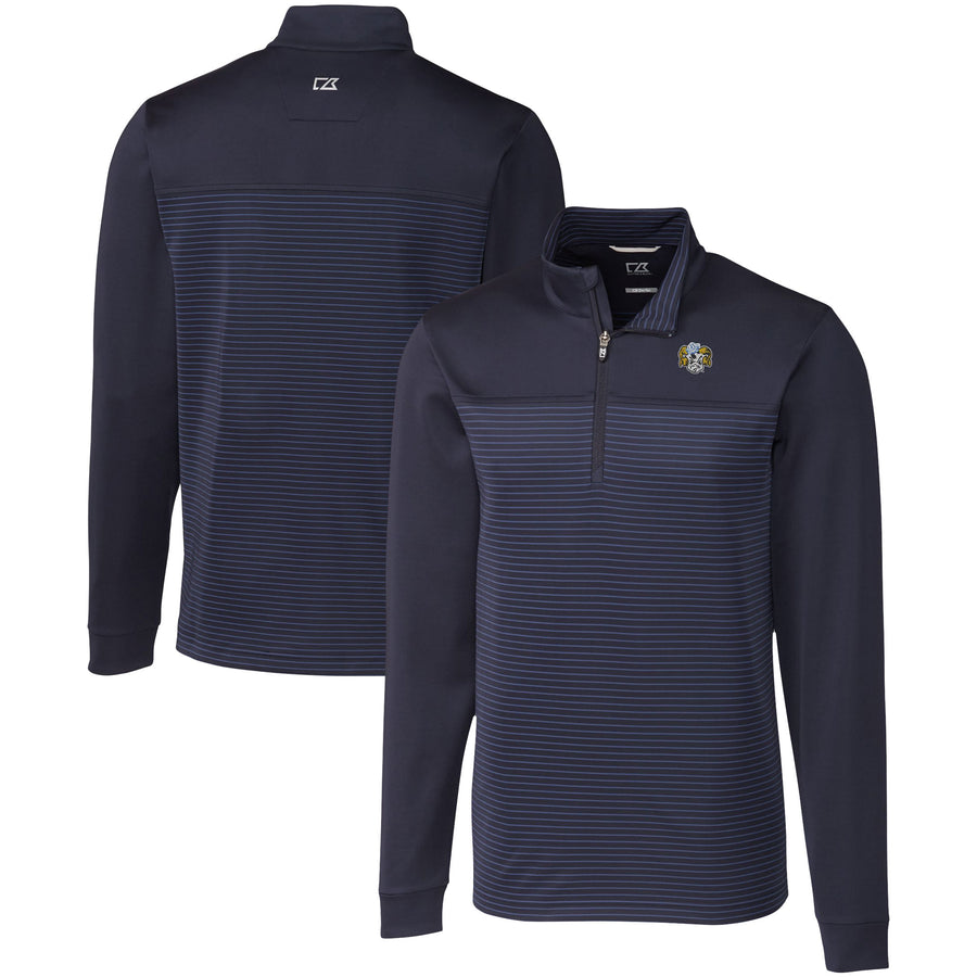 Men's Cutter & Buck  Navy North Carolina Tar Heels Vault DryTec Traverse Stripe Stretch Quarter-Zip Pullover