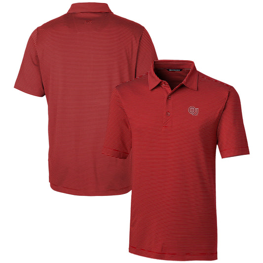 Men's Cutter & Buck  Red Oklahoma Sooners Vault Forge Pencil Stripe Stretch Polo