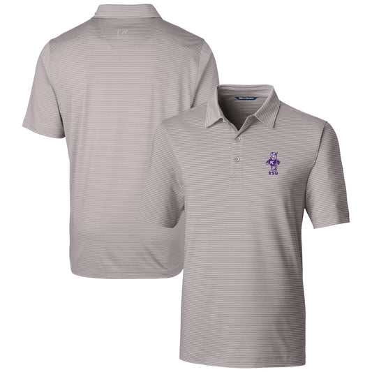 Men's Cutter & Buck  Gray Kansas State Wildcats Vault Forge Pencil Stripe Stretch Polo