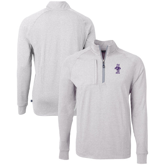 Men's Cutter & Buck  Heather Gray Kansas State Wildcats Vault Adapt Eco Knit Heathered Recycled Raglan Quarter-Zip Top