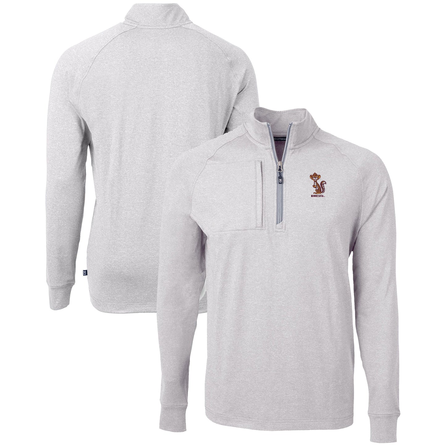 Men's Cutter & Buck  Heather Gray Minnesota Golden Gophers Vault Adapt Eco Knit Heathered Recycled Raglan Quarter-Zip Top