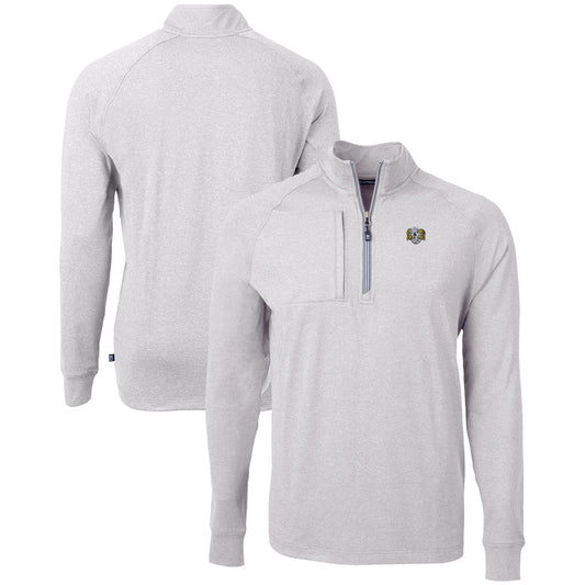 Men's Cutter & Buck  Heather Gray North Carolina Tar Heels Vault Adapt Eco Knit Heathered Recycled Raglan Quarter-Zip Top