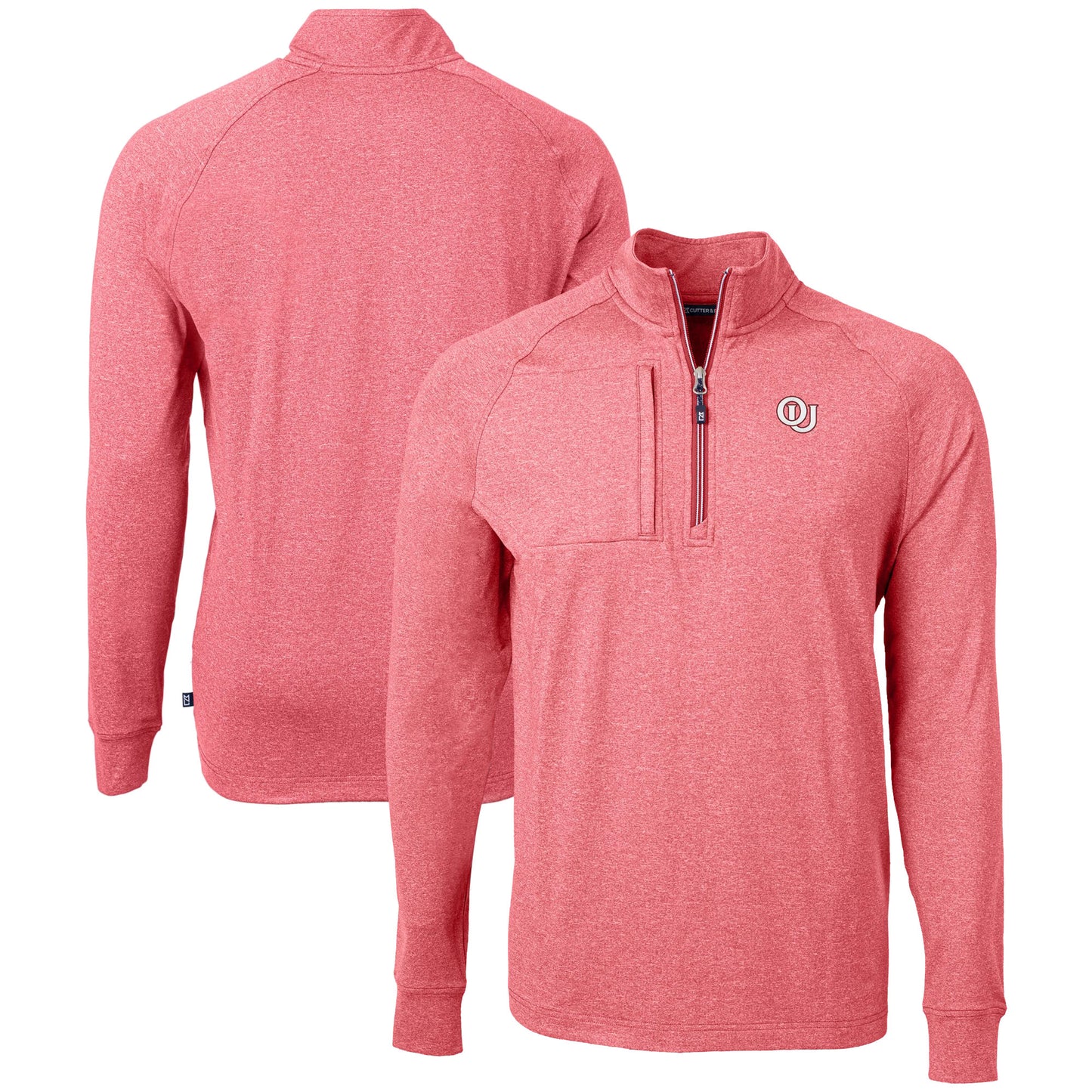 Men's Cutter & Buck  Heather Crimson Oklahoma Sooners Vault Adapt Eco Knit Heathered Recycled Raglan Quarter-Zip Top
