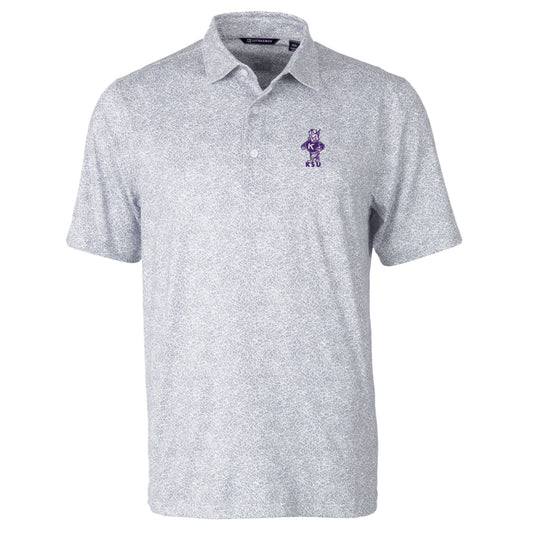 Men's Cutter & Buck  Gray Kansas State Wildcats Vault Pike Constellation Print Stretch DryTec Polo