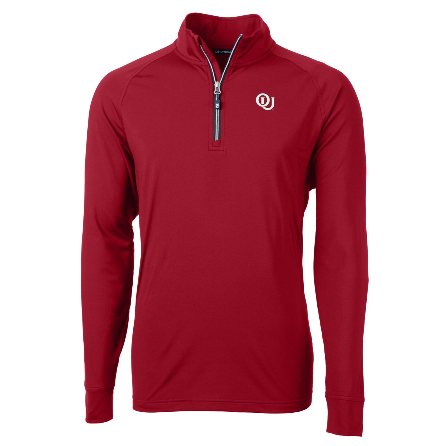 Men's Cutter & Buck  Crimson Oklahoma Sooners Vault Adapt Eco Knit Stretch Recycled DryTec Quarter-Zip Top