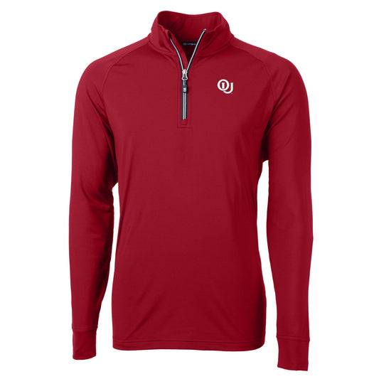 Men's Cutter & Buck  Crimson Oklahoma Sooners Vault Adapt Eco Knit Stretch Recycled DryTec Quarter-Zip Top