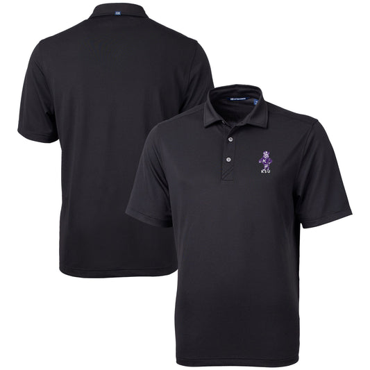 Men's Cutter & Buck  Black Kansas State Wildcats Vault DryTec Virtue Eco Pique Recycled Polo