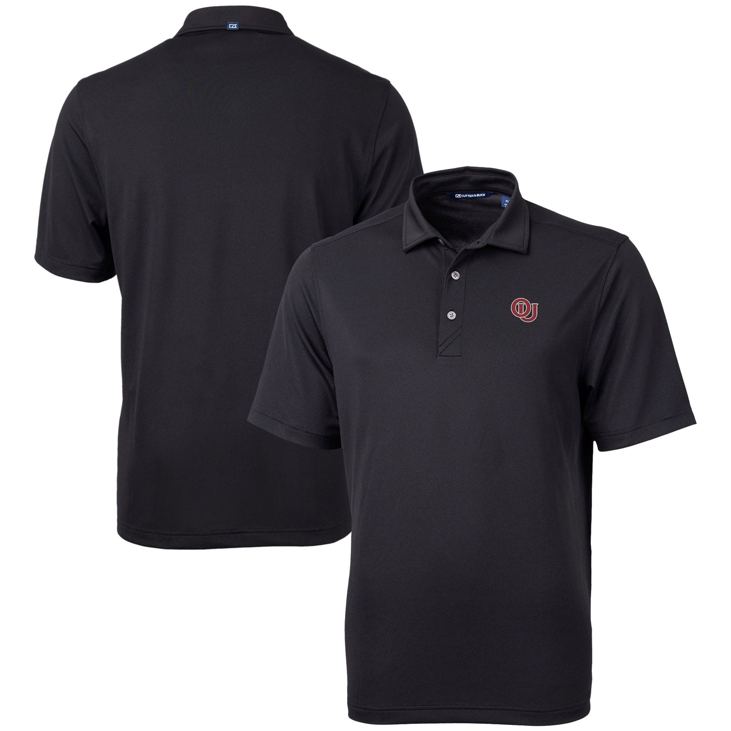 Men's Cutter & Buck  Black Oklahoma Sooners Vault DryTec Virtue Eco Pique Recycled Polo