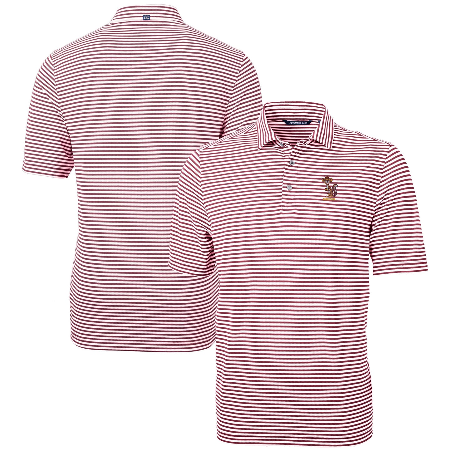 Men's Cutter & Buck  Maroon Minnesota Golden Gophers Vault DryTec Virtue Eco Pique Stripe Recycled Polo