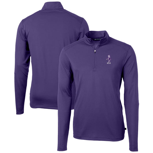 Men's Cutter & Buck  Purple Kansas State Wildcats Vault DryTec Virtue Eco Pique Recycled Quarter-Zip Top