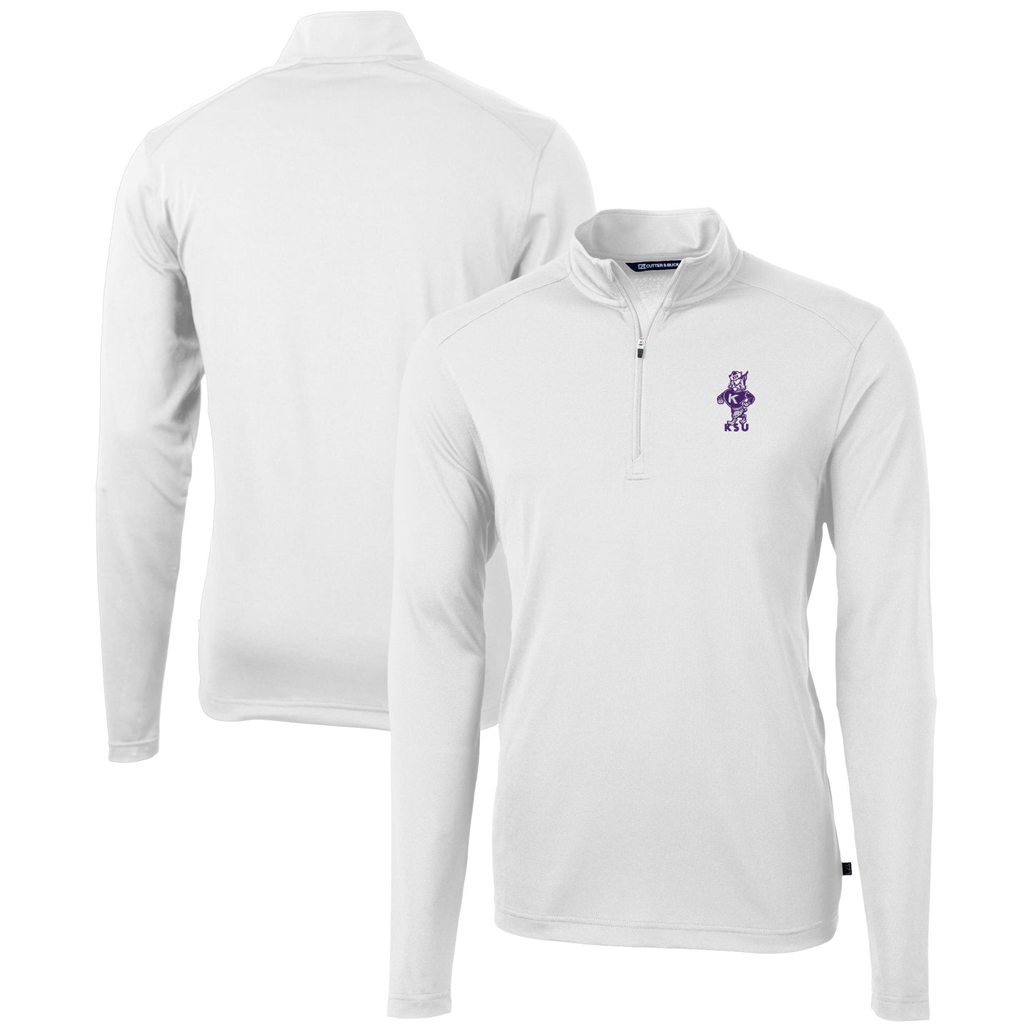 Men's Cutter & Buck  White Kansas State Wildcats Vault DryTec Virtue Eco Pique Recycled Quarter-Zip Top