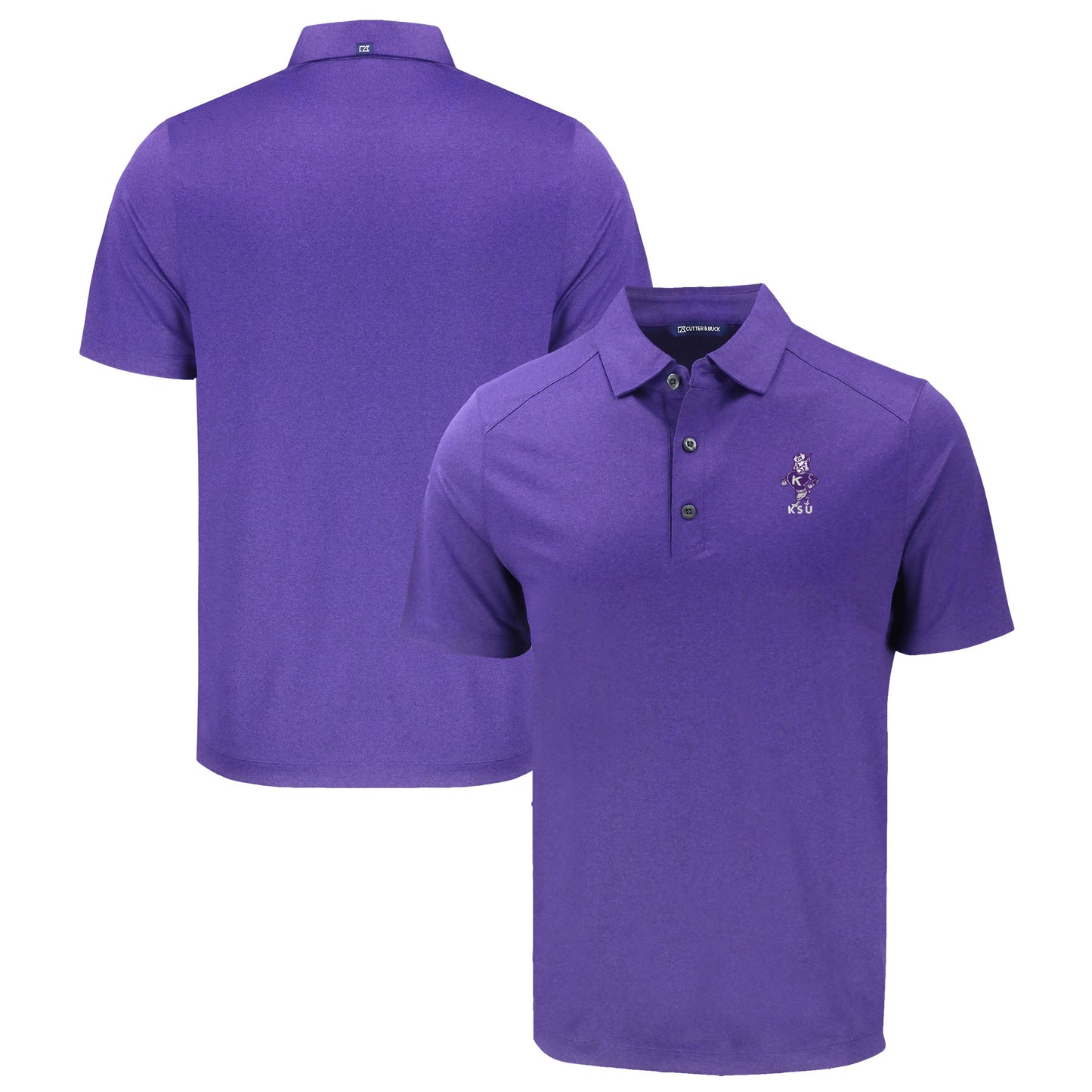 Men's Cutter & Buck  Heather Purple Kansas State Wildcats Vault Forge Eco Stretch Recycled Polo