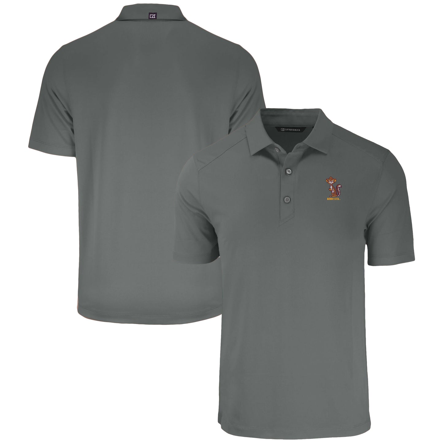 Men's Cutter & Buck  Gray Minnesota Golden Gophers Vault Forge Eco Stretch Recycled Polo