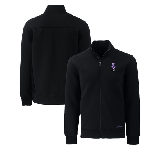 Men's Cutter & Buck  Black Kansas State Wildcats Roam Eco Recycled Full-Zip Jacket