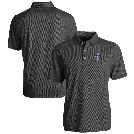 Men's Cutter & Buck  Black Kansas State Wildcats Vault Pike Eco Symmetry Print Stretch Recycled Polo