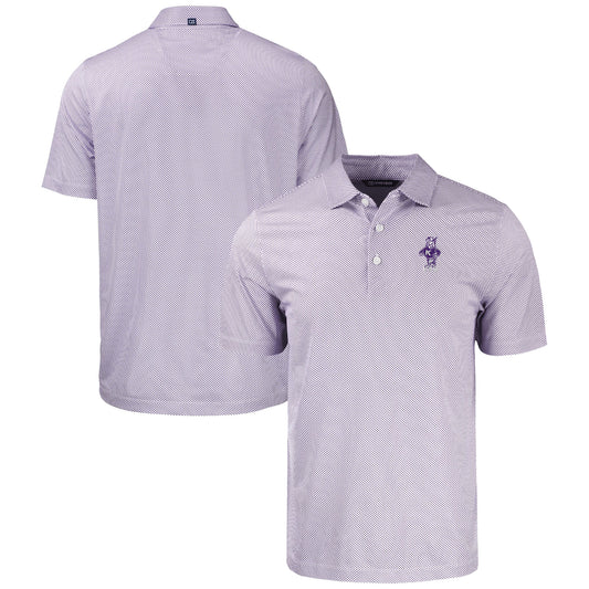 Men's Cutter & Buck  White Kansas State Wildcats Vault Pike Eco Symmetry Print Stretch Recycled Polo