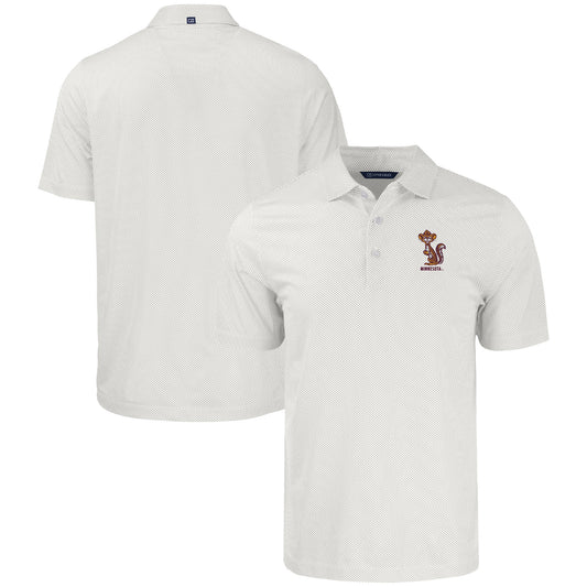 Men's Cutter & Buck  White Minnesota Golden Gophers Vault Pike Eco Symmetry Print Stretch Recycled Polo