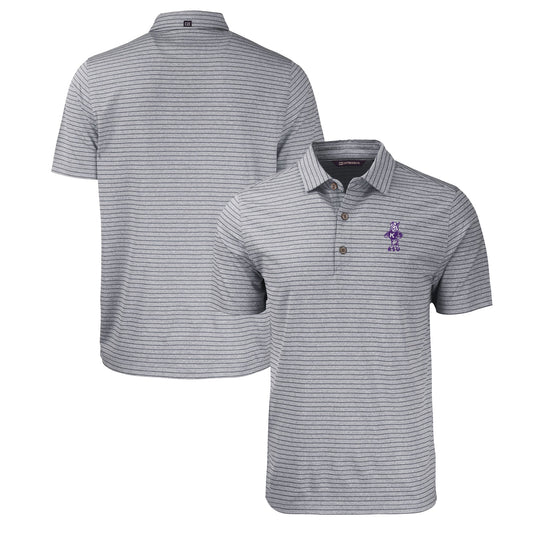 Men's Cutter & Buck Heather Black Kansas State Wildcats Vault Forge Eco Heathered Stripe Stretch Recycled Polo