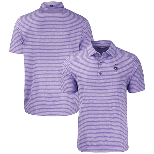 Men's Cutter & Buck Heather Purple Kansas State Wildcats Vault Forge Eco Heathered Stripe Stretch Recycled Polo