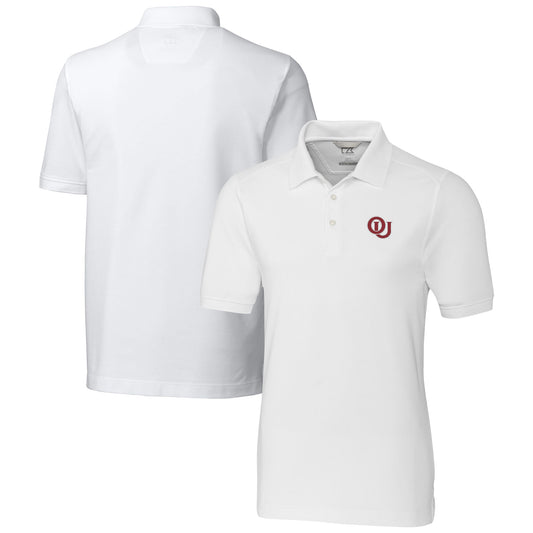 Men's Cutter & Buck  White Oklahoma Sooners Advantage Tri-Blend DryTec Pique Polo