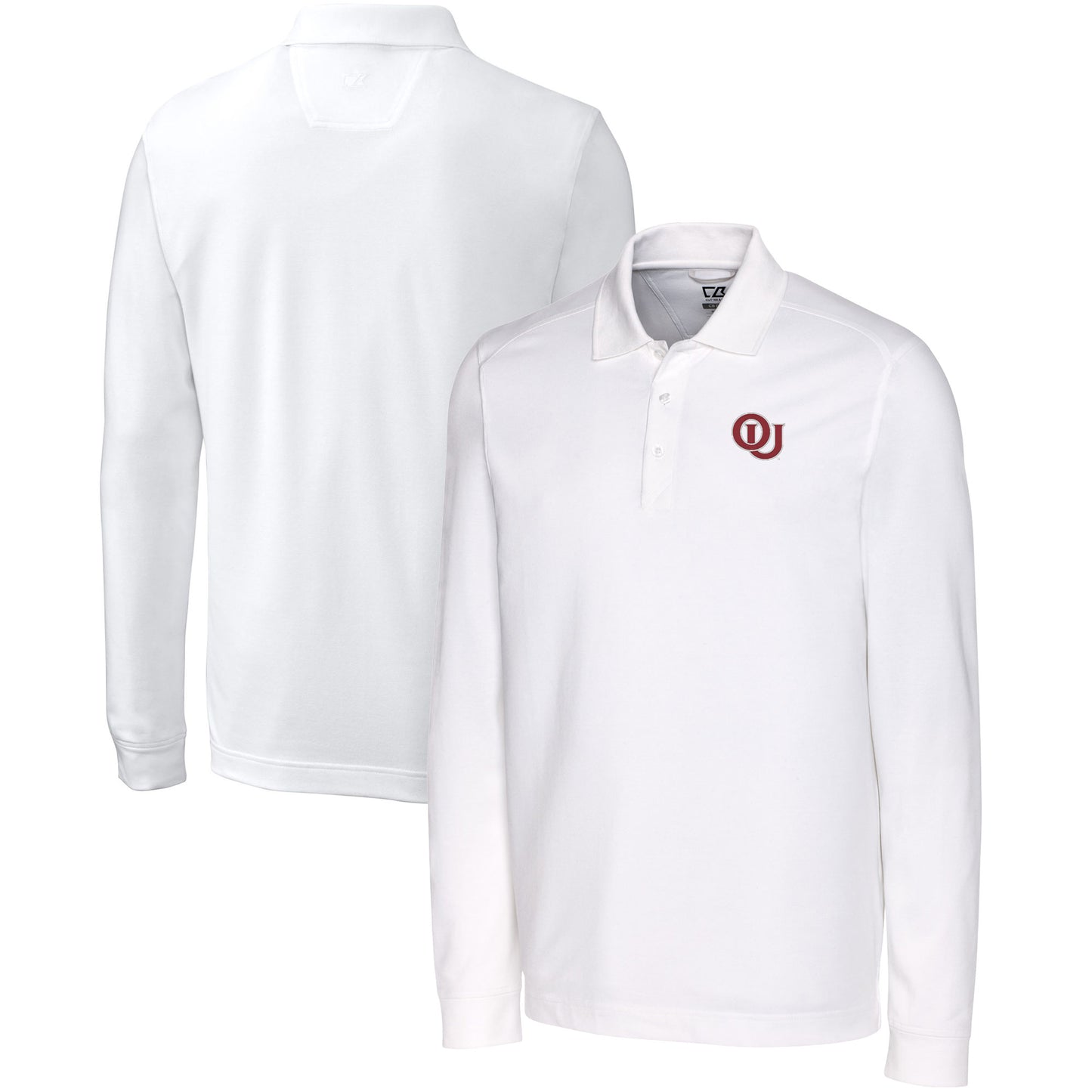 Men's Cutter & Buck  White Oklahoma Sooners Advantage Tri-Blend Pique Long Sleeve DryTec Polo