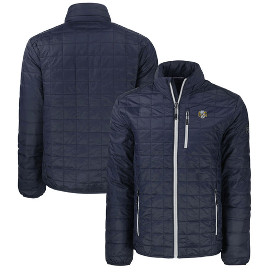 Men's Cutter & Buck  Navy North Carolina Tar Heels Vault Rainier PrimaLoft Eco Insulated Full-Zip Puffer Jacket