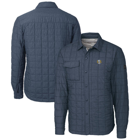 Men's Cutter & Buck  Charcoal North Carolina Tar Heels Vault Rainier PrimaLoft Eco Insulated Quilted Button-Up Shacket