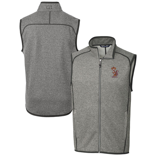 Men's Cutter & Buck  Heather Gray Minnesota Golden Gophers Vault Mainsail Sweater Knit Fleece Full-Zip Vest