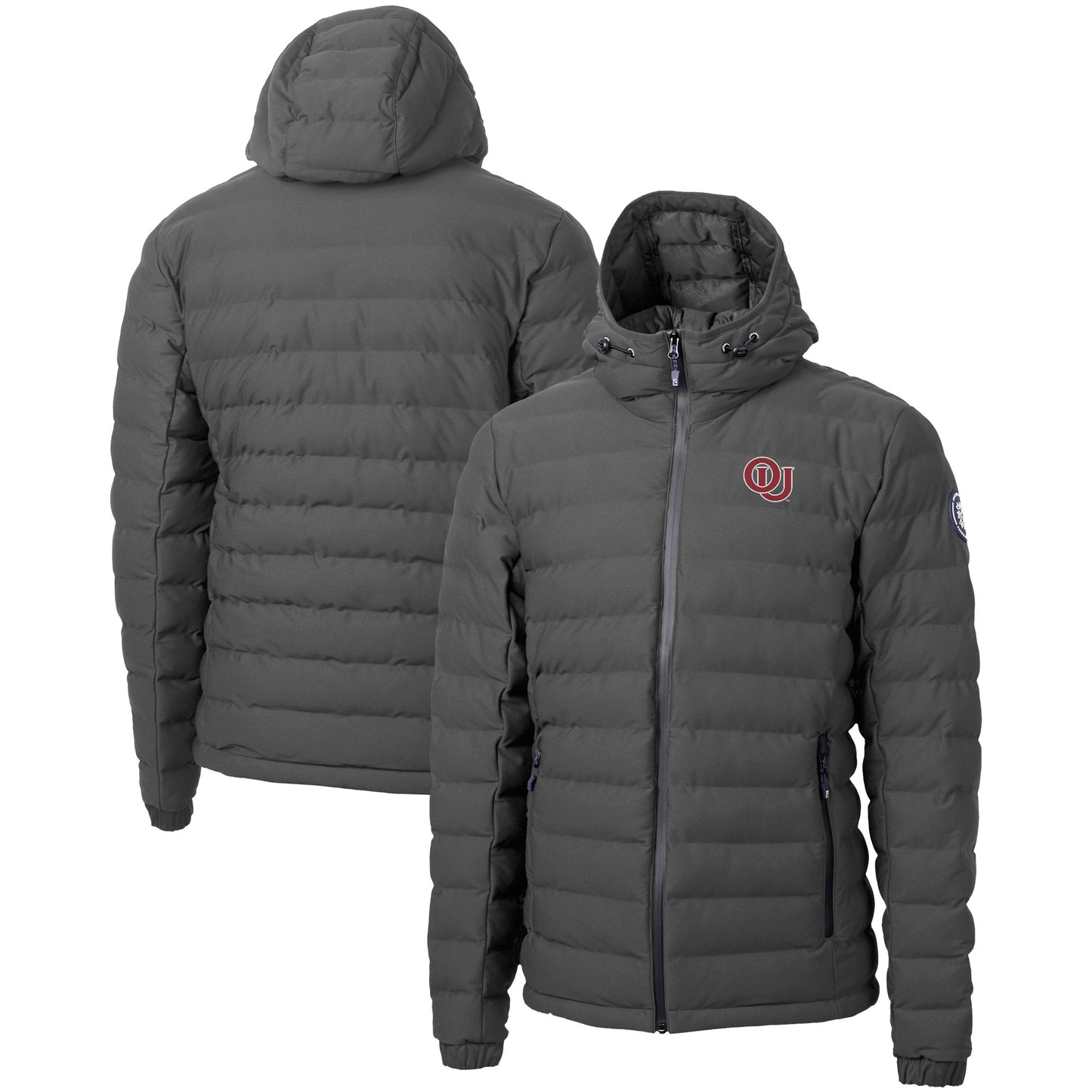 Men's Cutter & Buck  Gray Oklahoma Sooners Vault Mission Ridge Repreve Eco Insulated Puffer Full-Zip Jacket