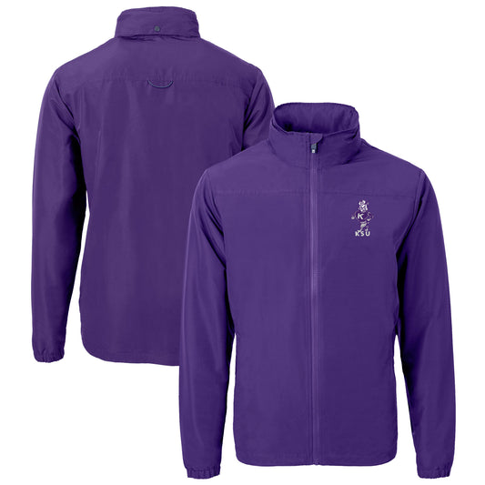 Men's Cutter & Buck  Purple Kansas State Wildcats Vault Charter Eco Recycled Full-Zip Jacket