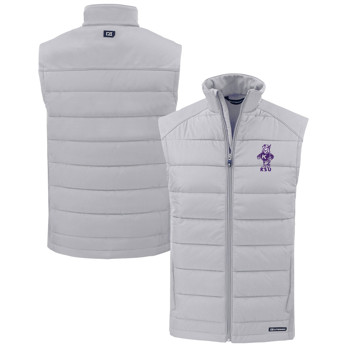 Men's Cutter & Buck  Gray Kansas State Wildcats Vault Evoke Hybrid Eco Softshell Recycled Full-Zip Vest