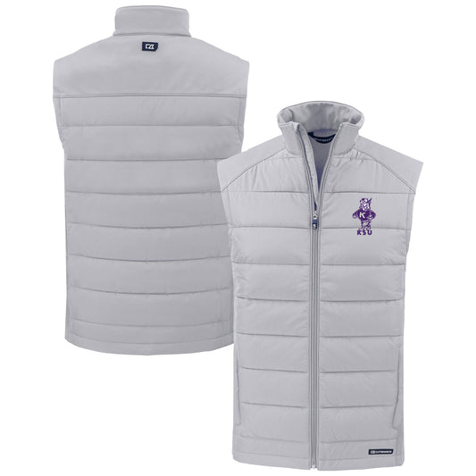 Men's Cutter & Buck  Gray Kansas State Wildcats Vault Evoke Hybrid Eco Softshell Recycled Full-Zip Vest