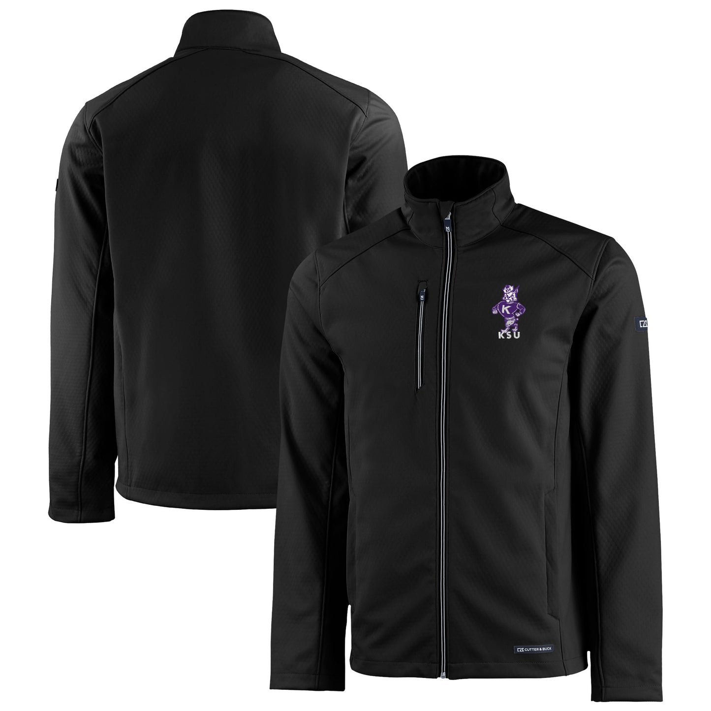 Men's Cutter & Buck  Black Kansas State Wildcats Vault Evoke Eco Softshell Recycled Full-Zip Jacket
