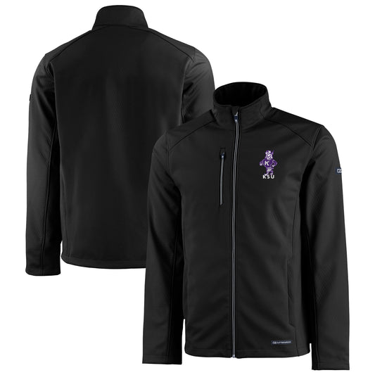 Men's Cutter & Buck  Black Kansas State Wildcats Vault Evoke Eco Softshell Recycled Full-Zip Jacket