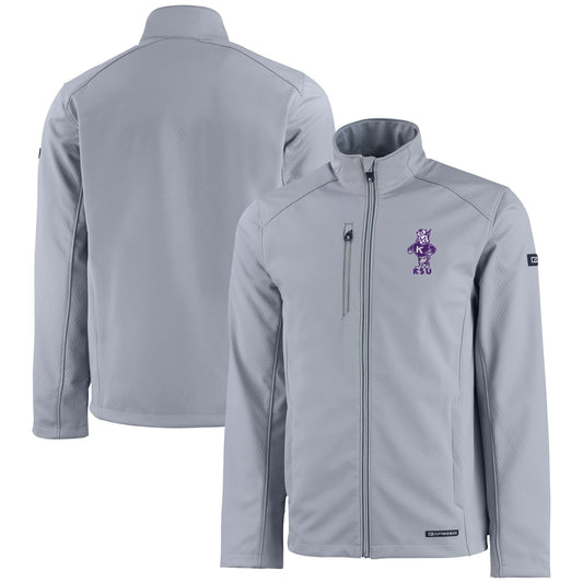 Men's Cutter & Buck  Gray Kansas State Wildcats Vault Evoke Eco Softshell Recycled Full-Zip Jacket
