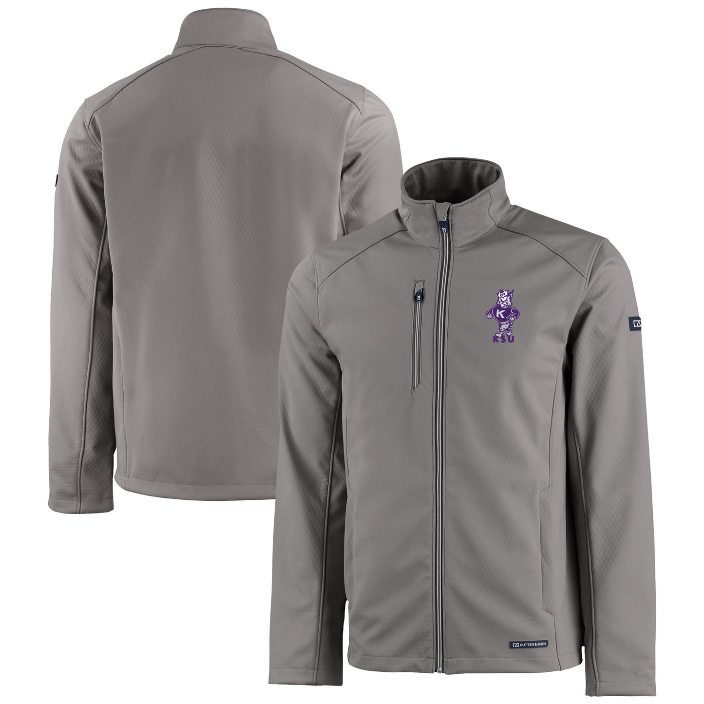 Men's Cutter & Buck  Gray Kansas State Wildcats Vault Evoke Eco Softshell Recycled Full-Zip Jacket