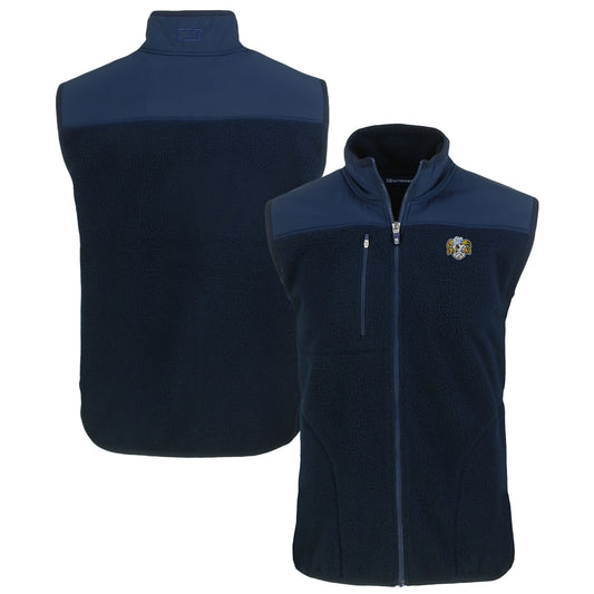 Men's Cutter & Buck  Navy North Carolina Tar Heels Vault Cascade Eco Sherpa Fleece Full-Zip Vest