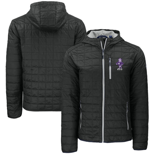 Men's Cutter & Buck  Black Kansas State Wildcats Vault Rainier Primaloft Eco Full-Zip Hooded Jacket