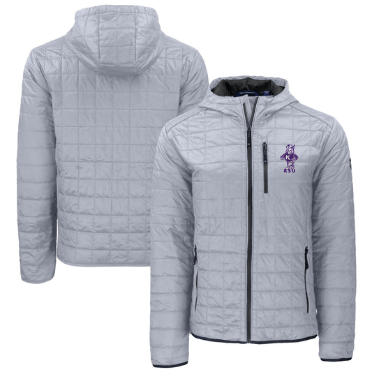 Men's Cutter & Buck  Gray Kansas State Wildcats Vault Rainier Primaloft Eco Full-Zip Hooded Jacket