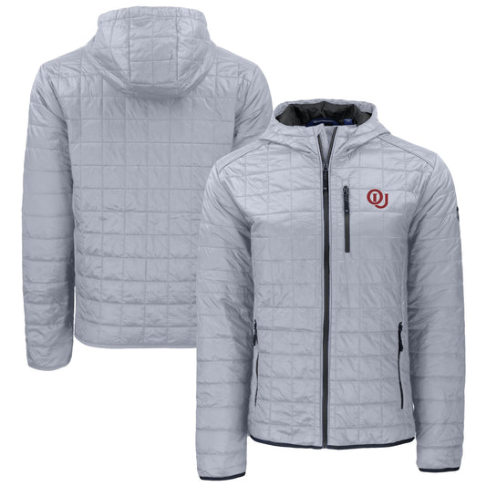 Men's Cutter & Buck  Gray Oklahoma Sooners Vault Rainier Primaloft Eco Full-Zip Hooded Jacket