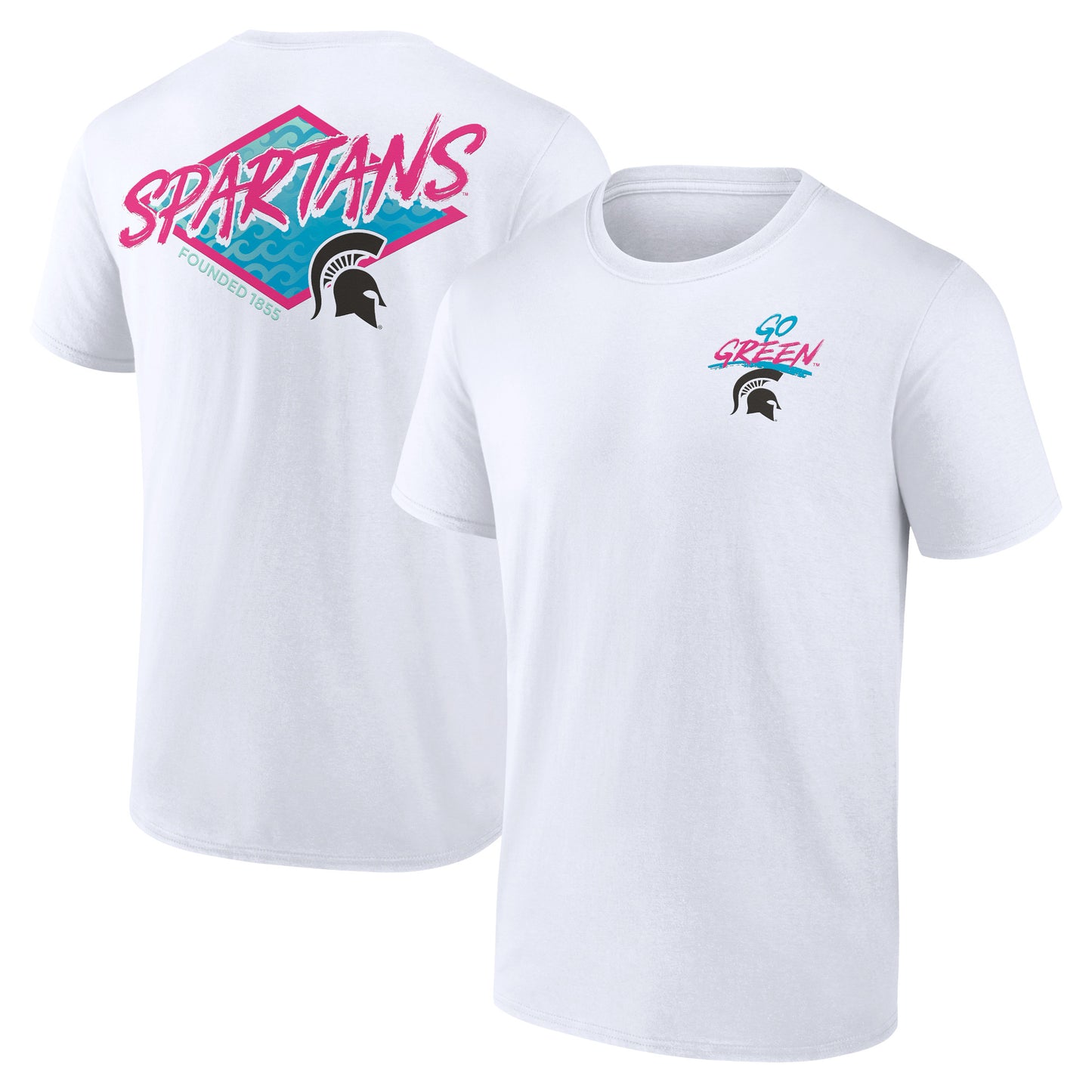 Men's White Michigan State Spartans Surf Break T-Shirt