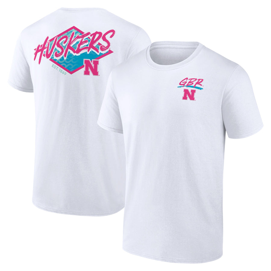 Men's White Nebraska Huskers Surf Break T-Shirt