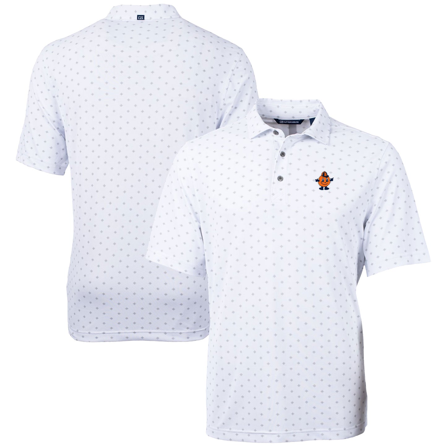 Men's Cutter & Buck  White Syracuse Orange Vault DryTec Virtue Eco Pique Tile Print Recycled Polo