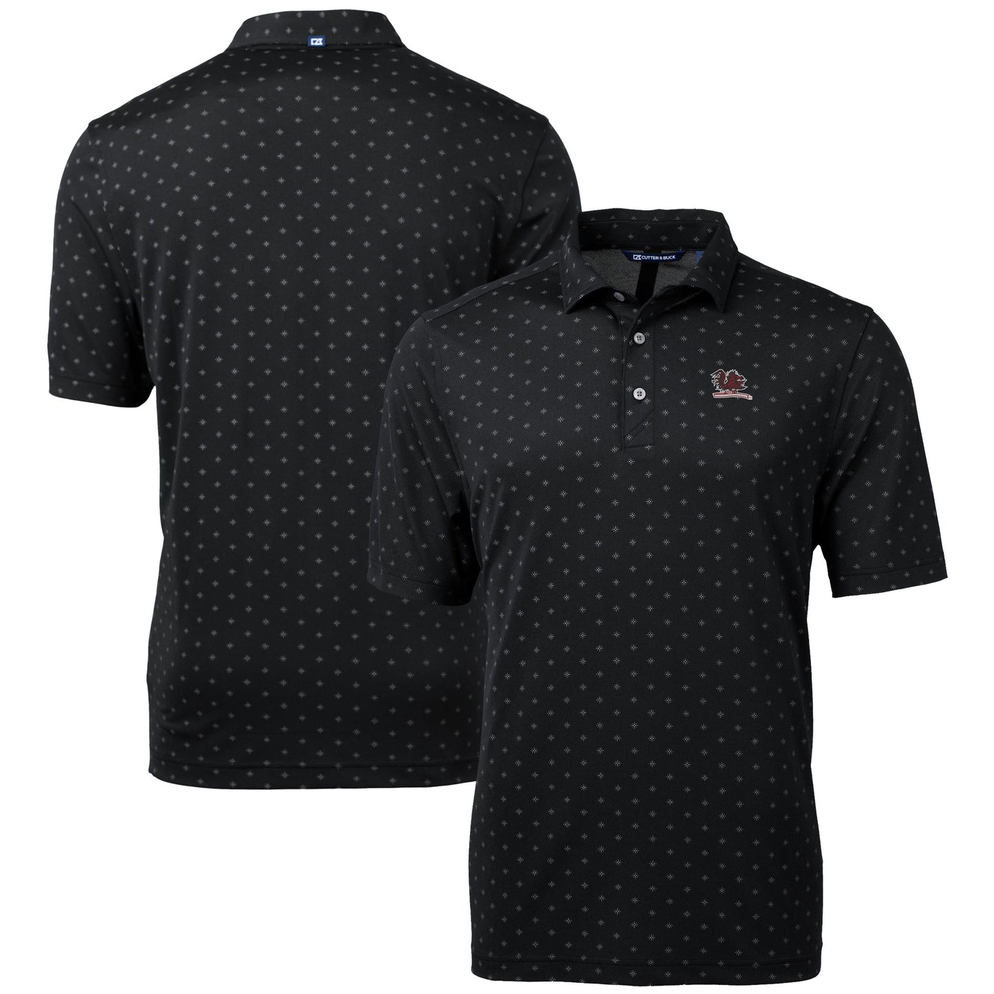 Men's Cutter & Buck  Black South Carolina Gamecocks Vault DryTec Virtue Eco Pique Tile Print Recycled Polo