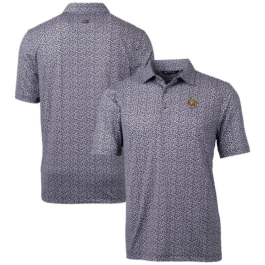 Men's Cutter & Buck  Black Tennessee Volunteers Vault Pike Magnolia Print Stretch Polo